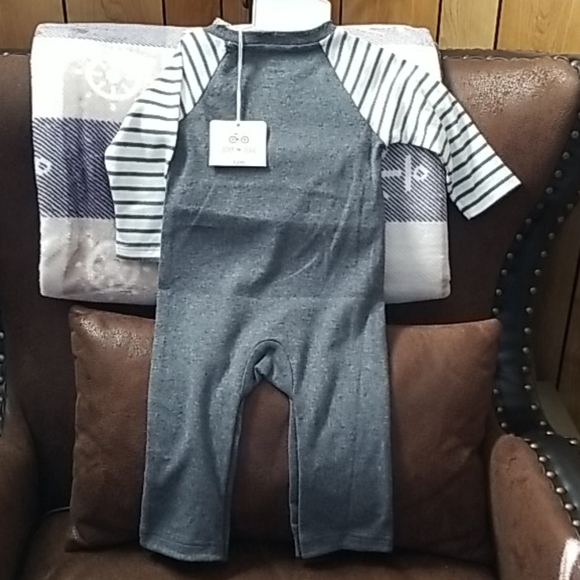 One piece Star Gray Stripe Long Sleeve Bodysuit - Picture 4 of 7